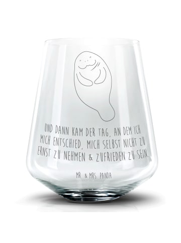 Mr. & Mrs. Panda Blümchentail Glas Seekuh Happy mit Spruch in Transparent