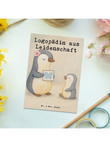 Mr. & Mrs. Panda Postkarte Logopädin Leidenschaft Design mit Spruch in Weiß