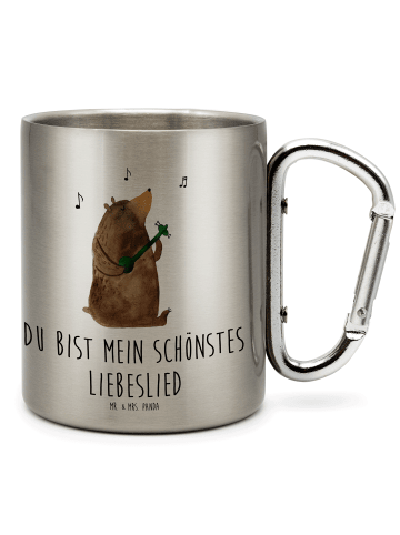 Mr. & Mrs. Panda Thermotasse Bär Lied mit Spruch in Silber