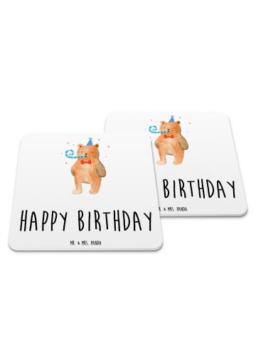 Mr. & Mrs. Panda Untersetzer Bär Geburtstag mit Spruch in Weiß