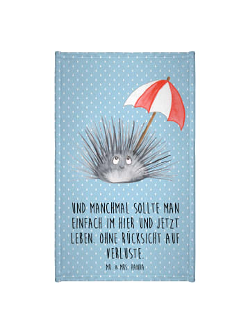 Mr. & Mrs. Panda Handtuch Seeigel mit Spruch in Blau Pastell