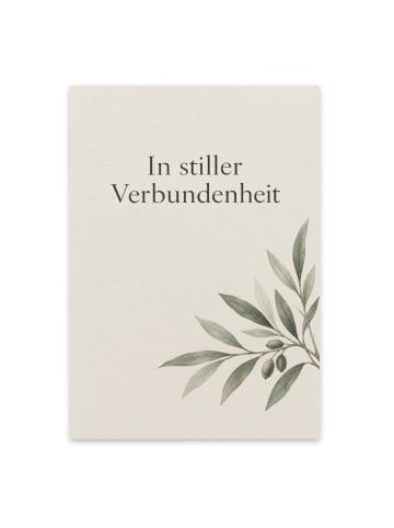 Mr. & Mrs. Panda Trauerkarte Olivenzweig würdevoll Design mit Sp... in Weiß