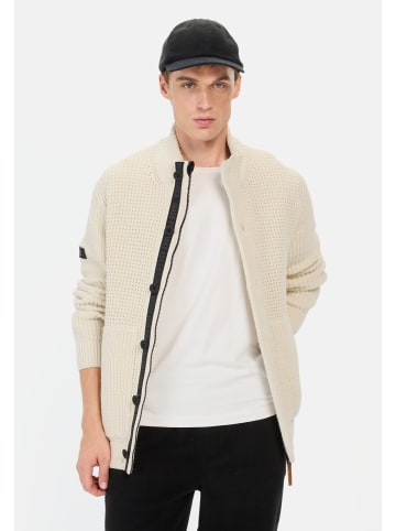 Camel Active Strickjacke mit verstecktem Reißverschluss in Creme