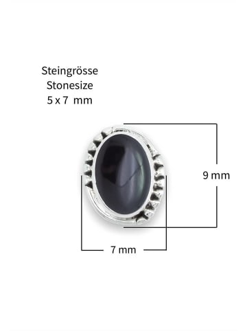 mantraroma 925er Silber - Ohrstecker (L) 9 x (B) 7 mm mit Onyx