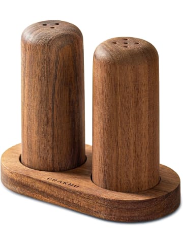 Praknu Salz und Pfefferstreuer aus Akazienholz mit Untersetzer -