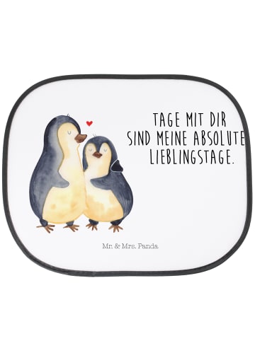 Mr. & Mrs. Panda Auto Sonnenschutz Pinguin umarmen mit Spruch in Weiß