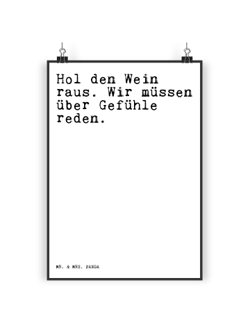 Mr. & Mrs. Panda Plakat Hol den Wein raus.... mit Spruch in Weiß