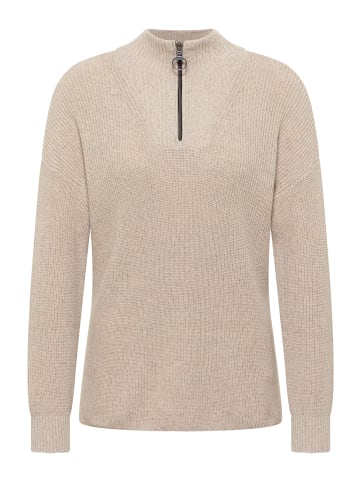 Cecil 'Mouliné Pullover mit Troyer' Beige