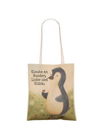 Mr. & Mrs. Panda Tote Bag Pinguin Marienkäfer Design mit Spruch in Weiß