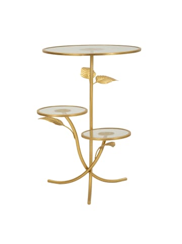 Mauro Ferretti Couchtisch mit 3 Ablagen aus goldfarbenem Metall und Glas, ø 54 x 69,5 cm