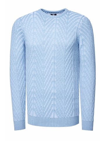 Rusty Neal Grobstrick mit Muster Rundhals-Pullover in Hell Blau