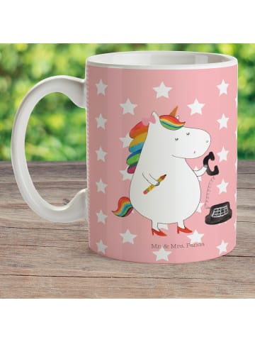 Mr. & Mrs. Panda Becher Einhorn Sekretärin ohne Spruch in Rot Pastell