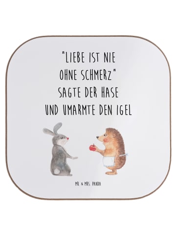 Mr. & Mrs. Panda Untersetzer Hase Igel mit Spruch in Weiß