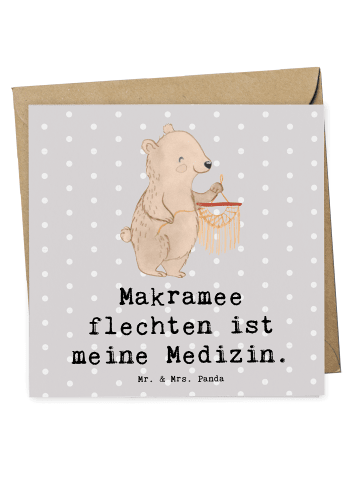 Mr. & Mrs. Panda Deluxe Karte Bär Makramee mit Spruch in Grau Pastell