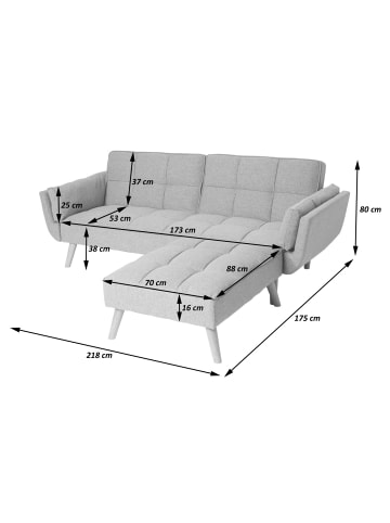 MCW Schlafsofa K18 mit Ottomane, Samt schwarz