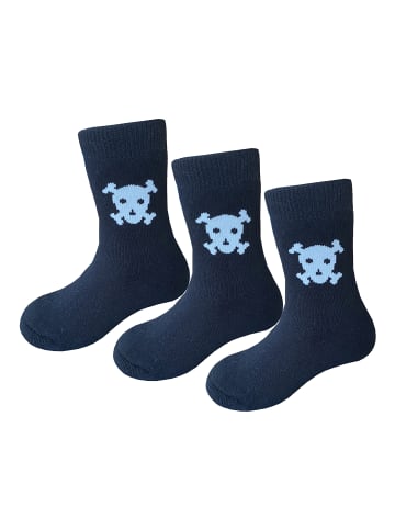 Yalion 3er-Set: Weiche Socken Vollplüsch Schädel in Schwarz 