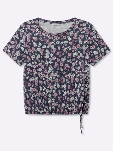 sheego Shirt in tiefblau-champagner-bedruckt