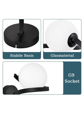 ZMH Wandleuchte in weiß Glas 1-flammige G9 Glaskugel Design Metall Ganglampe