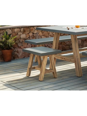 Beliani Hocker TONNARE in Grau/Braun - (W) 40 x (H) 45 x (L) 50 cm