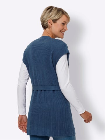 Sieh an! Long-Strickweste in jeansblau