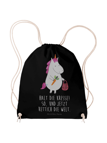 Mr. & Mrs. Panda rucksack stoff Einhorn Gemüse mit Spruch in Schwarz