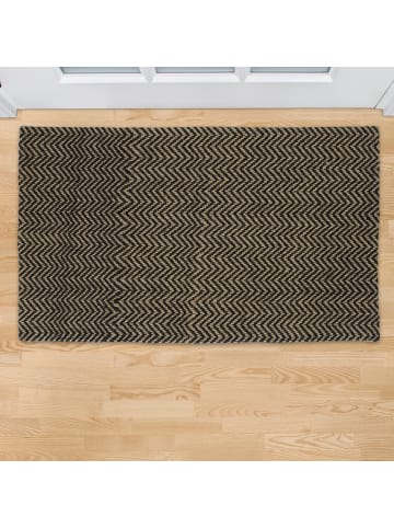 relaxdays Fußmatte "Jute" in Natur/ Schwarz - (B)75 x (T)45 cm