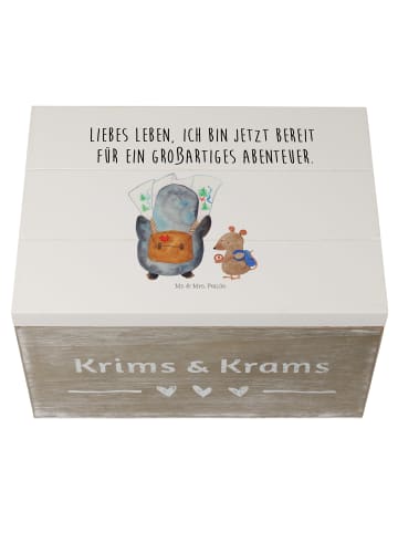 Mr. & Mrs. Panda Box Pinguin & Maus Wanderer mit Spruch in Weiß