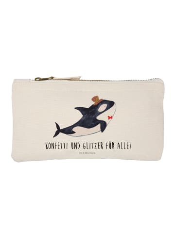 Mr. & Mrs. Panda Schminktasche Orca Zylinder mit Spruch in Weiß