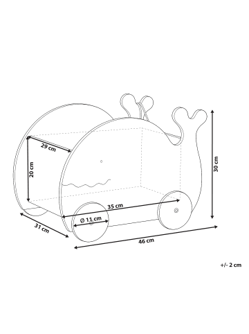 Beliani Spielzeugkiste mit Rädern WOOLI in Blau/Braun - (W) 29 x (H) 30 x (L) 46 cm