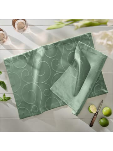 Erwin Müller Jacquard, Baumwollmischung Tischset 2er-Pack Oberhausen in salbei