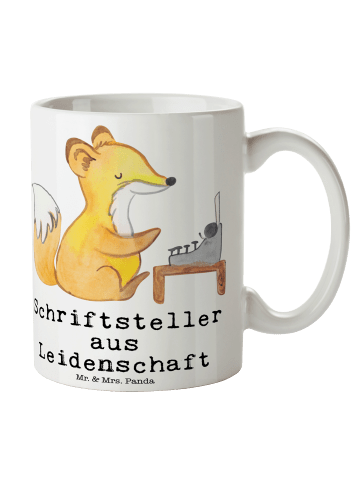 Mr. & Mrs. Panda Kaffeetasse Schriftsteller Leidenschaft mit Spruch in Weiß