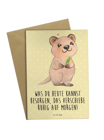 Mr. & Mrs. Panda Klappkarte Quokka Happy mit Spruch in Gelb Pastell