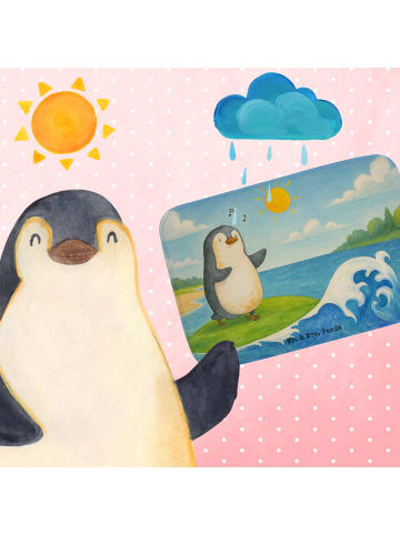 Mr. & Mrs. Panda Badteppich Pinguin Surfer Design ohne Spruch in Weiß
