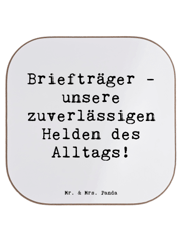 Mr. & Mrs. Panda Getränkeuntersetzer Spruch Briefträger Helden m... in Weiß