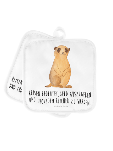 Mr. & Mrs. Panda Topfuntersetzer Erdmännchen mit Spruch in Weiß