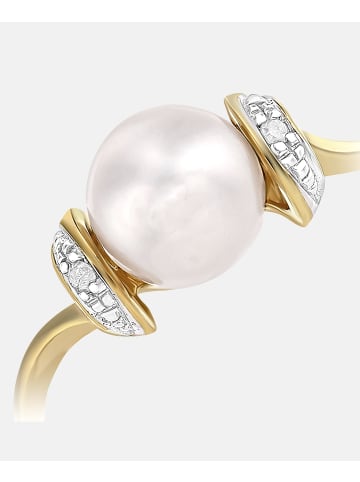 Diamant L'éternel Ring aus 375 Gelbgold mit 0.01 Karat Diamant mit Perle