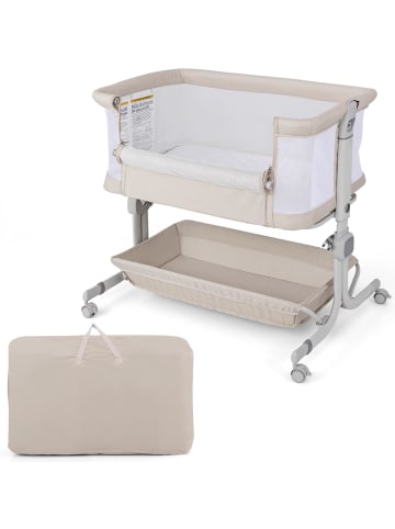 COSTWAY 3 in 1 Beistellbett in Beige