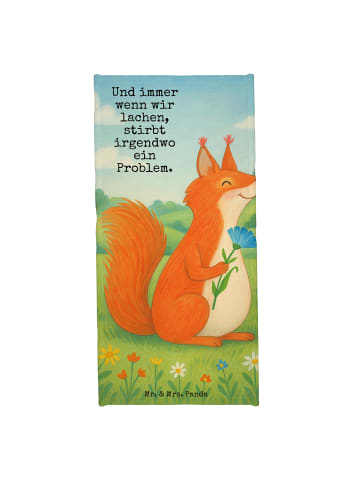 Mr. & Mrs. Panda Strandtuch Eichhörnchen Blume Design mit Spruch in Gelb Pastell