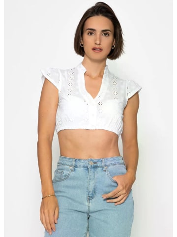 SASSYCLASSY Baumwollbluse mit Stickerei in Weiß