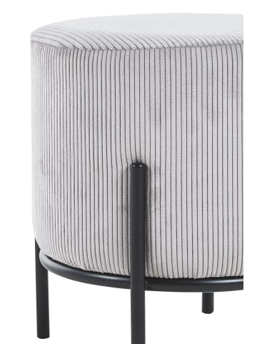 SalesFever Polsterhocker rund Ø35 cm mit Metallgestell und Bezug Cord-Optik in Hellgrau