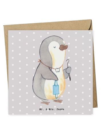 Mr. & Mrs. Panda Einladungskarte Zahnarzt Herz ohne Spruch in Grau Pastell