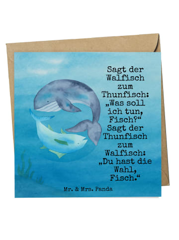 Mr. & Mrs. Panda Grußkarte Walfisch Thunfisch Design mit Spruch in Weiß