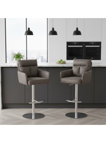 DUBI Möbel 2er-Set: Barhocker Leo in Taupe - (B)54 x (H)96 x  (T)57 cm