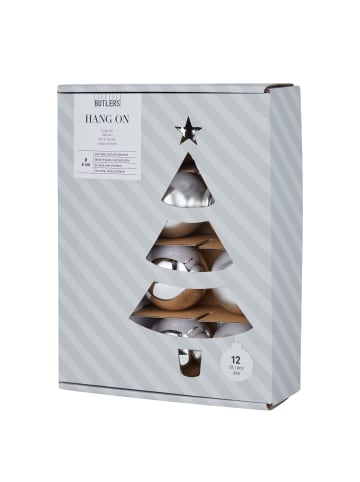 Butlers Weihnachtskugel HANG ON 12er-Set in Silber