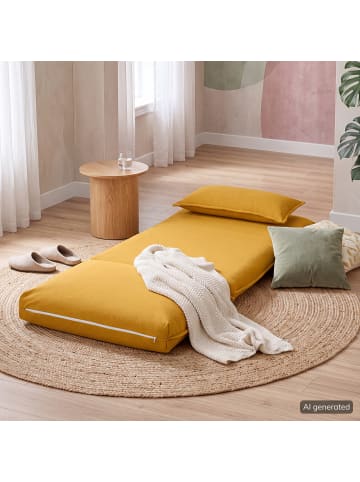 home24 home24 Schlafsessel aus Textil in Anthrazit, 78 x 56 x 74 cm in Senfgelb