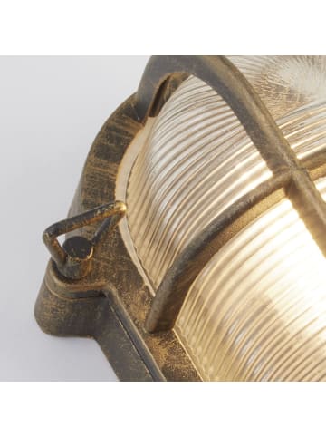 Licht-Erlebnisse Außen Wandlampe (B)16 x (H)25 cm in Gold Antik Klar/Transparent