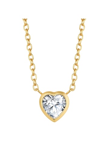 Glanzstücke München Halskette Herz aus Edelstahl mit Zirkonia in gelbgold