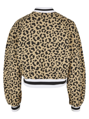 Urban Classics Urban Classics Damen Ladies AOP Oversized College Sweat Jacket in unionbeigeleo/black