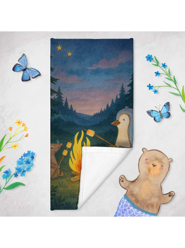 Mr. & Mrs. Panda Handtuch Pinguin Lagerfeuer Design ohne Spruch in Weiß