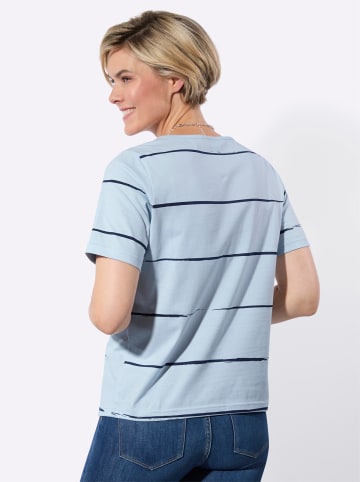 WITT WEIDEN Kurzarmshirt in hellblau-marine-bedruckt